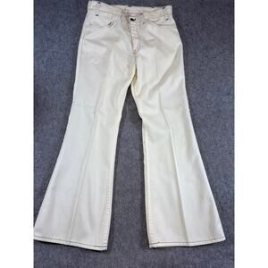 70s Levis Flared Pants Mens Beige Bell Bottom Pants High Rise Trousers Size 33